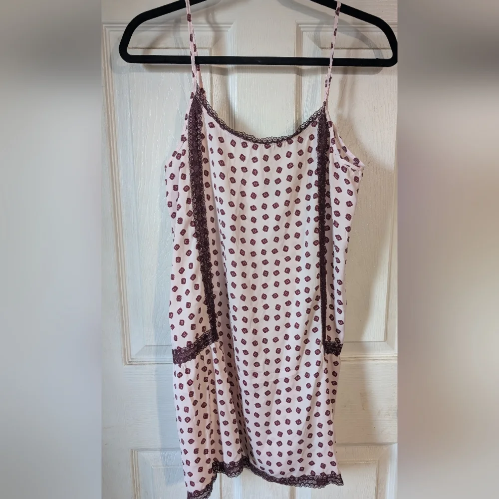 Aerie Pink and Brown Polka Dot Slip Dress 0105